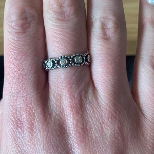 Sterling Silver Pandora ring with cubic zirconia stones
